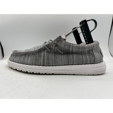 Hey Dude Wally Youth Blend Linen Stone Men Size Y6 L7 Slip On Casual Shoes