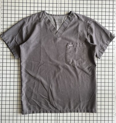FIGS Leon Three-Pocket Scrub Top Men's XS Charcoal Gray V Neck
