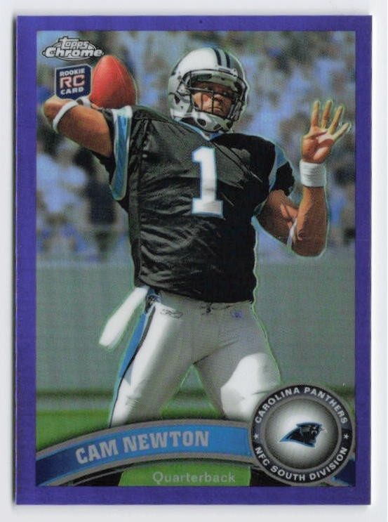 2011 Cam Newton Rookie Card Topps Chrome Purple Refractor /499 #1 Panthers