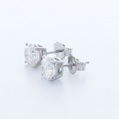 2.2 CTW LAB-CREATED DIAMONDS E/VVS2 ROUND CUT 14K WHITE GOLD PRONG CLASSIC STUDS - Picture 2 of 3