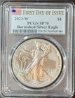 2023-W Burnished American Silver Eagle PCGS SP70 FDOI Flag Label *FREE SHIPPING*