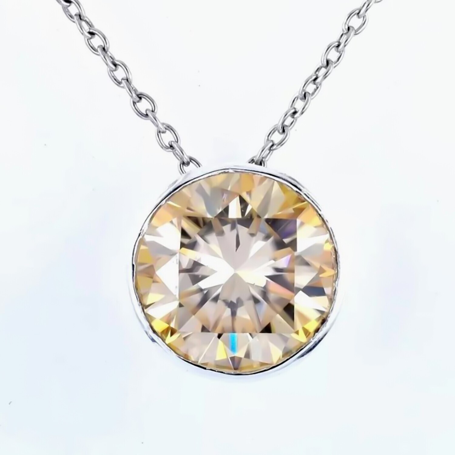 6.10 Ct Champagne Diamond Pendant in 925 Silver Certified Christmas Jewelry