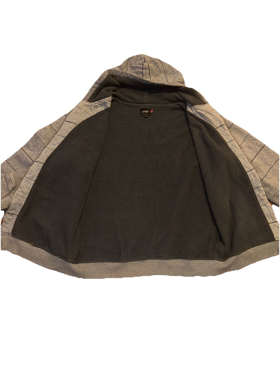 O'Neill Zip Up Hoodie Men Striped Sherpa Skater Surf Y2K Vintage