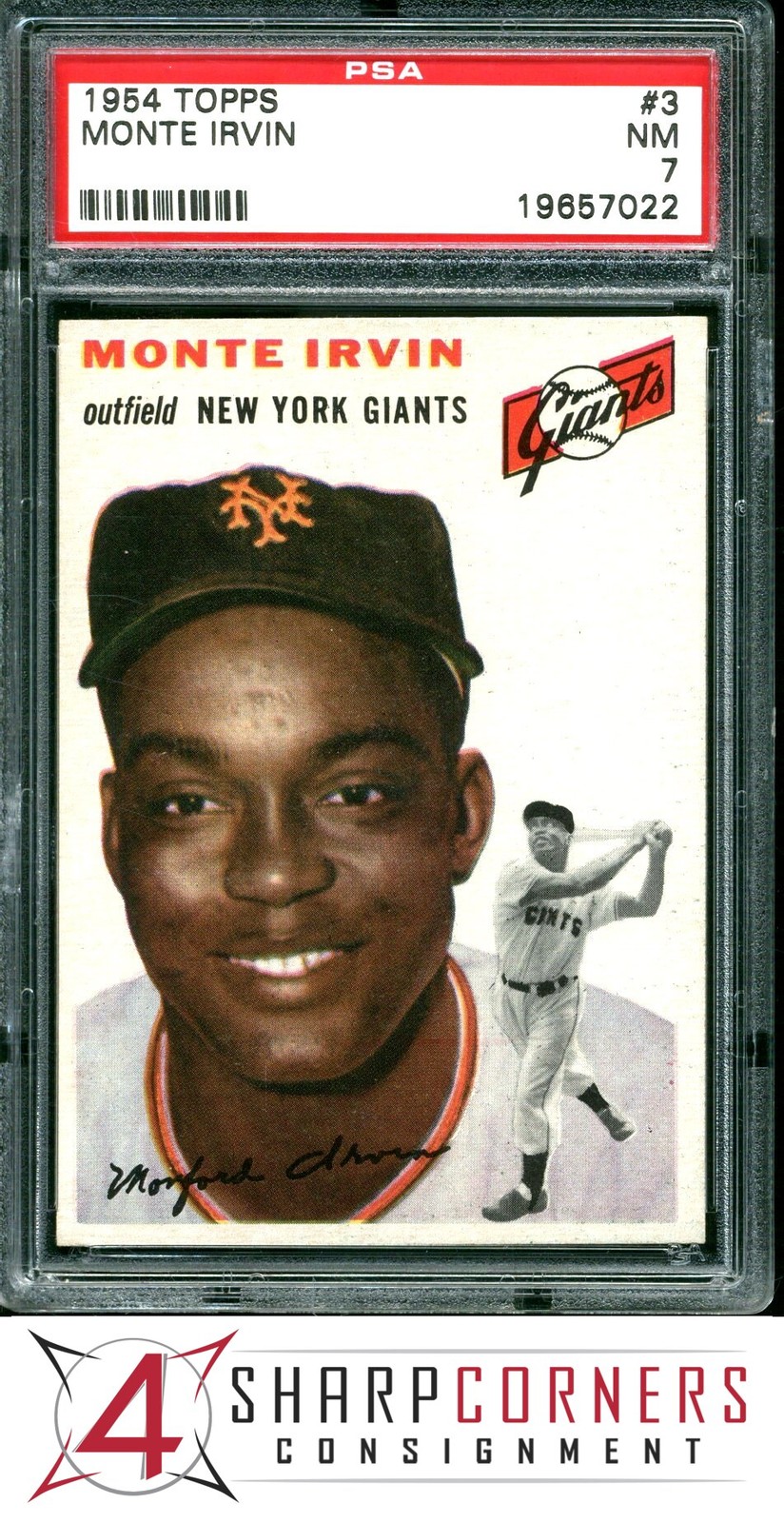 1954 TOPPS #3 MONTE IRVIN GIANTS HOF PSA 7