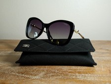 CHANEL CH5339H Large Square Sunglasses 55mm Black and Silver/Polarized Gray Lens