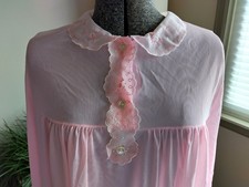 1960s Aristocraft by Superior Pink Nylon Nightgown Size Large