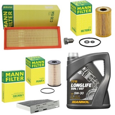 MANNOL 5L & FULL MANN FILTERS SERVICE KIT FOR AUDI A3 2.0 TDI 2003-13