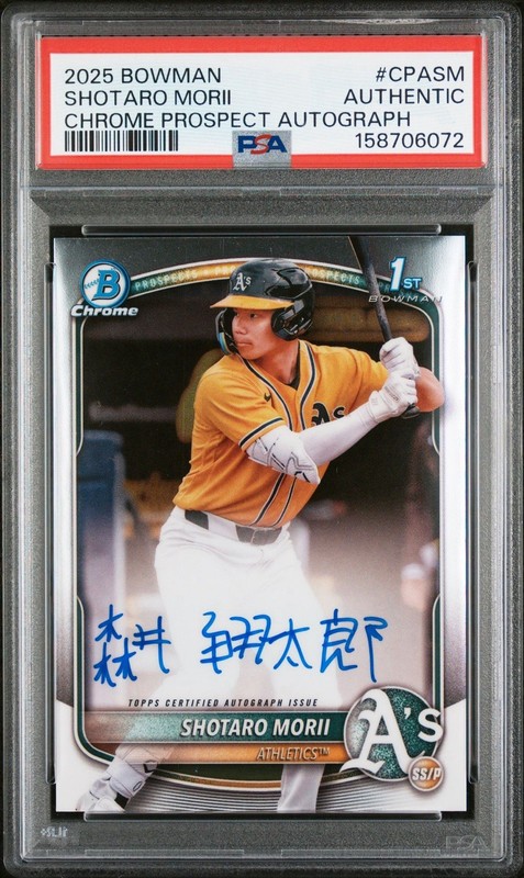 2025 Bowman Chrome Shotaro Morii 1st Bowman Auto KANJI PSA Authentic