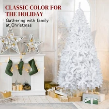 7 Ft Artificial White Christmas/Hanukkah/Holiday Tree w Metal Stand 950 TIPS