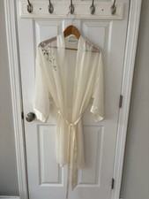 Vintage Valerie Stevens Floral Embroidered Sheer Robe M Satin Bridal Cottage