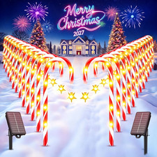 24-Pack Solar Christmas Candy Cane Lights Solar Pathway Lights Xmas Decorations