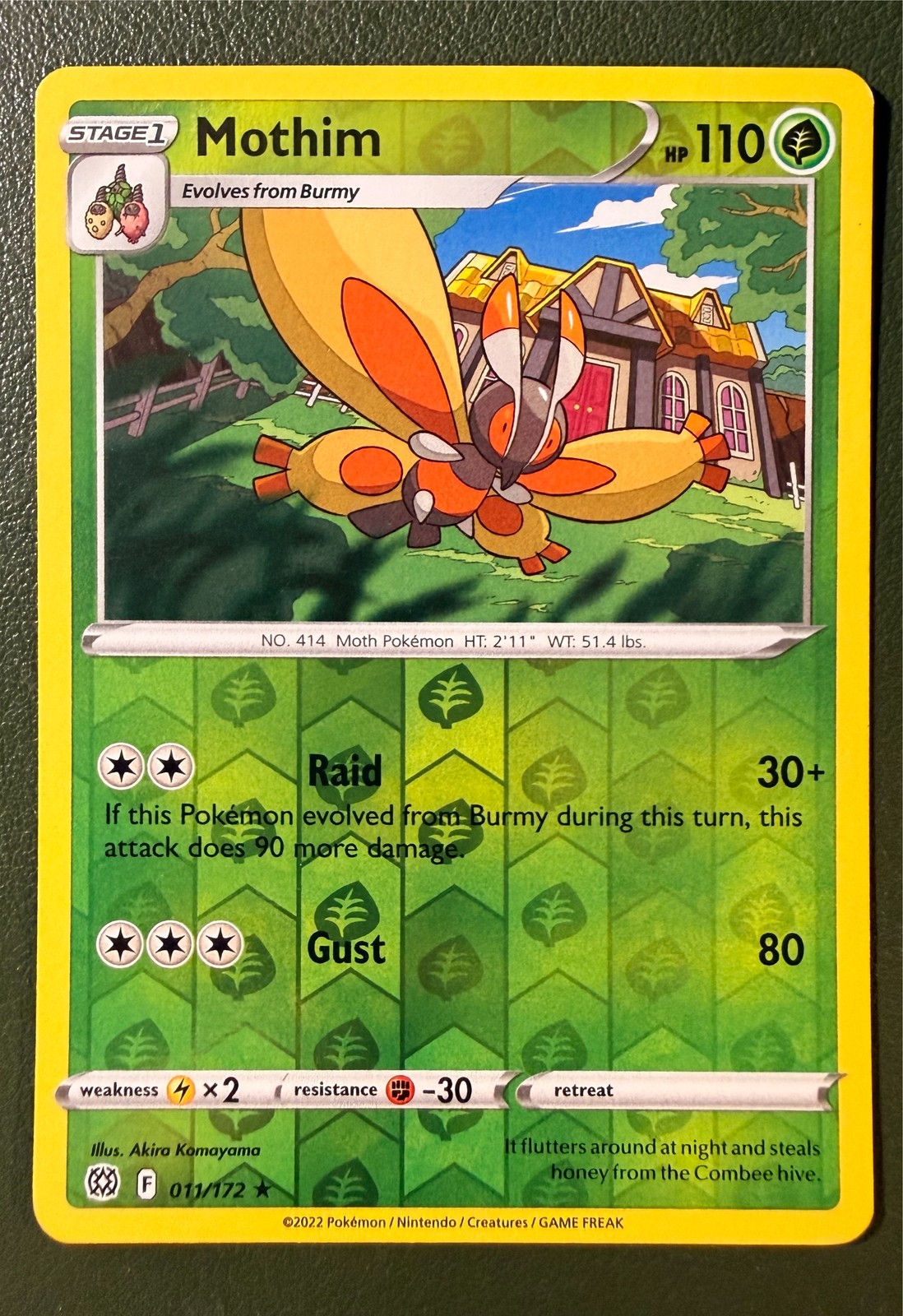 Pokemon TCG Mothim 11/172 Brilliant Stars SWSH9 Reverse Holo LP