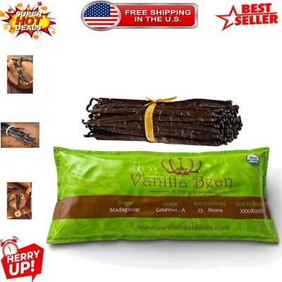Sustainably Sourced Madagascar Bourbon Vanilla Pods - 25 Organic Grade A, 5-6''
