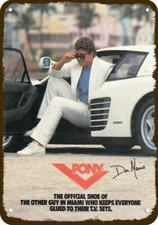 1987 DAN MARINO & FARRARI TESTAROSSA Vintage-Look DECORATIVE REPLICA METAL SIGN