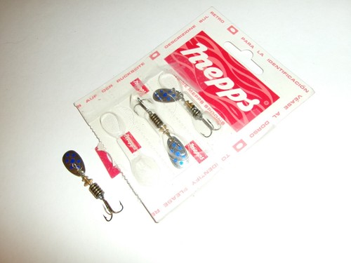 Lot of 3 Vintage Mepps No. 1 Comet Blue Spot British French Spinner Lure - NOC* - Picture 2 of 4