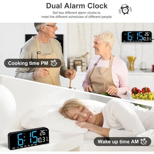 LED große digitale Wand Schreibtisch Uhr Fernbedienung Temperatur Datum Wochenanzeige - Bild 8 von 15
