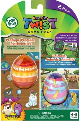 Leap Frog Rocket Twist 2 Pk Games Penelope Penguin Pet Detective & Animals New