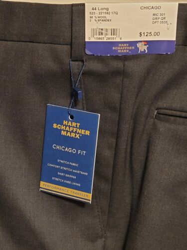HART, SCHAFFNER & MARX Men's 44 L Wool BLACK Dress Slacks, NWT Chicago Pleated
