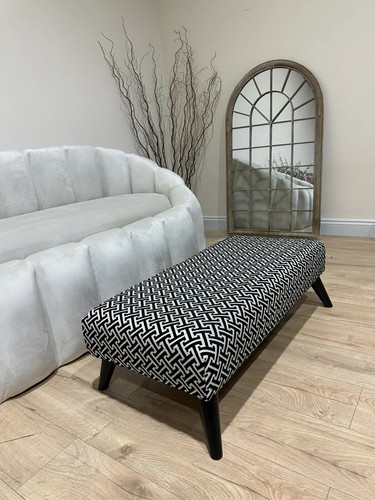 Premium Eden Embossed Pattern Footstool - Window Bay Seat Pouffe & Coffee Table - Picture 5 of 8