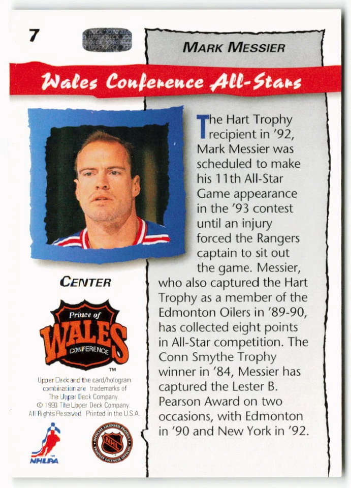 1992-93 Mark Messier Upper Deck All-Star Locker Series - Image 2 of 2