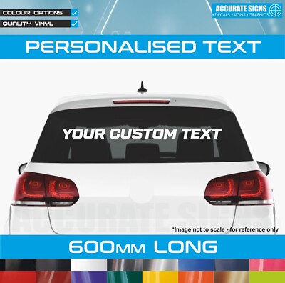 x2 Large Custom Text Sticker 600mm Personalised Windscreen Office Window