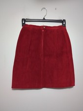 Outerwear by Phoenix Vintage Red Suede Leather Mini Skirt Size 9/10 USA Made