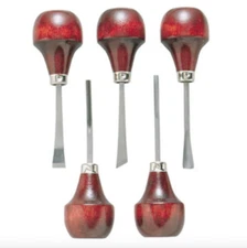 U J Ramelson No. 107 Wood Carving Tools 5pc Gouge Parting Chisel Made in USA