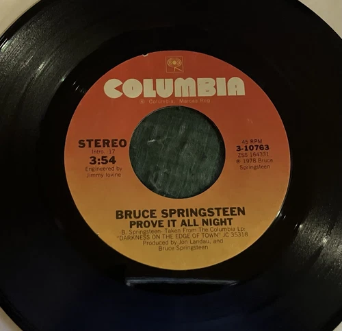 BRUCE SPRINGSTEEN - Prove It All Night - VG++ 1978 Columbia Rock Vinyl 45 7"