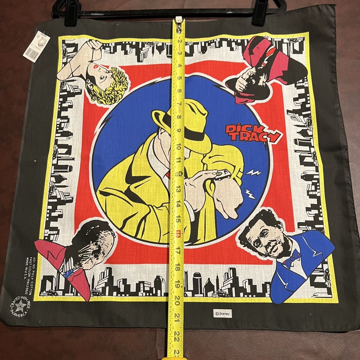 Vintage 90s Bandana Disney Dick Tracy Face Mask Shield Scarf Biker