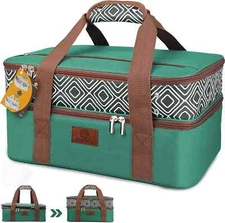 Casserole Carrier for Hot or Cold Food, Double Decker Expandable Food Carrier wi