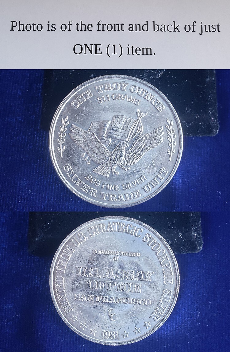 1981 US ASSAY Office San Francisco Eagle & Flag 1 Oz 999 Silver