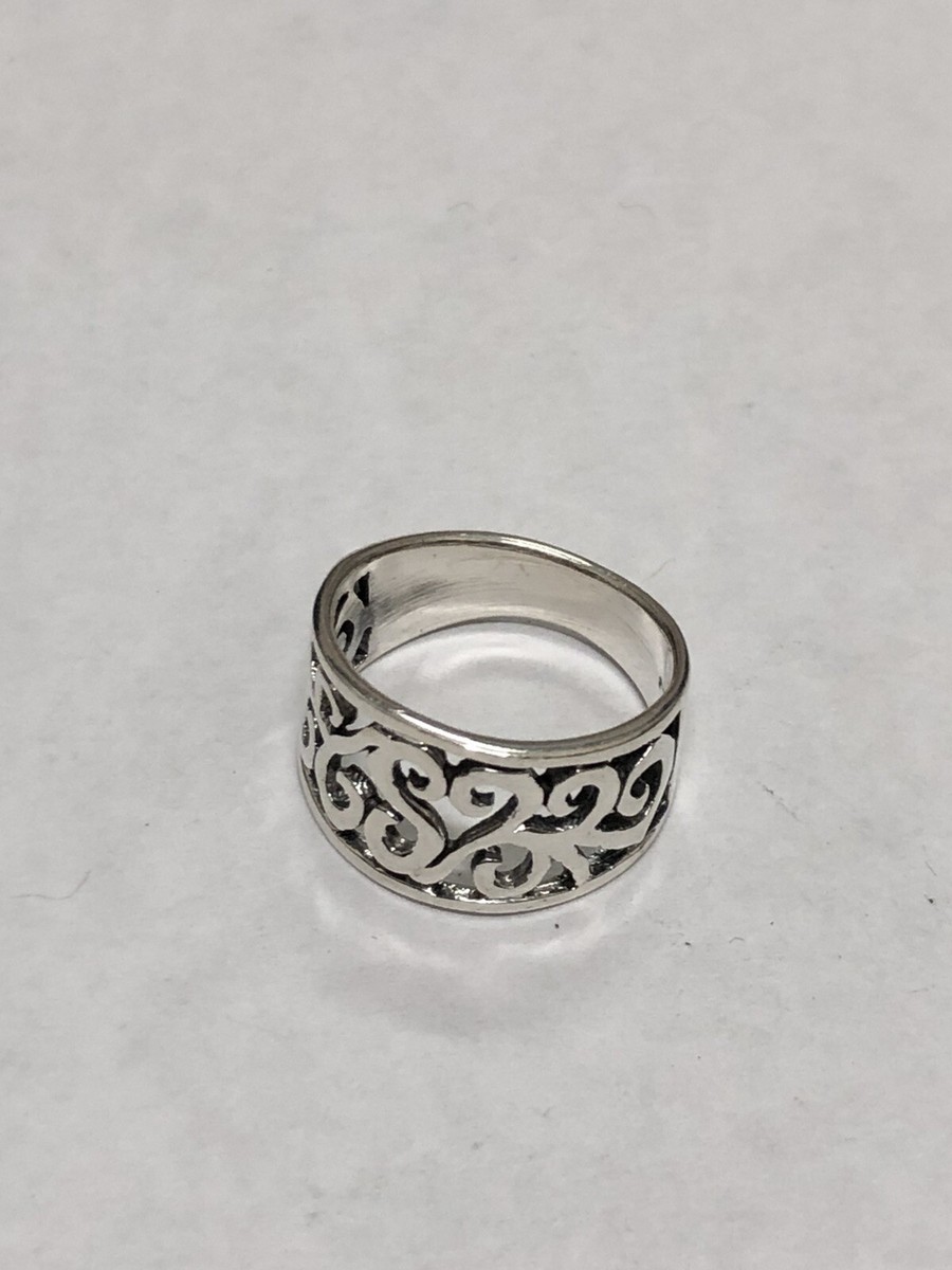925 Sterling Silver Ring Band With Design 3.39 Grams Size 5