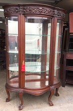 CARVED MAHOGANY BEVELED GLASS CHINA CABINET, ATTR. R. J. HORNER