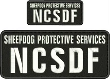S P S NCSDF EMBROIDERY PATCH 4X10  AND 2X5 HOOK ON BACK  WHITE ON BLACK
