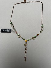 Sodini collana con strass sui toni del verde con pendente finale lunghezza 26 cm