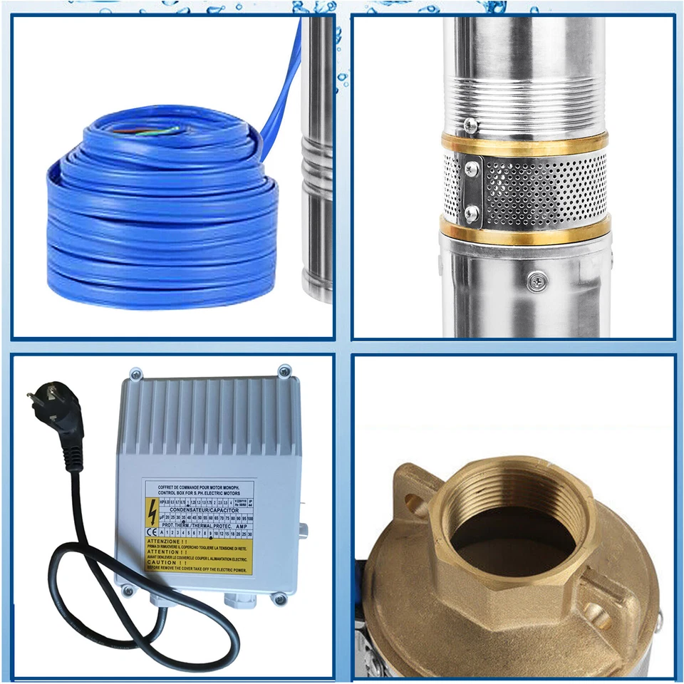 3" 4" Tiefbrunnenpumpe Rohrpumpe Sandverträglich Brunnenpumpe 250W-2200W - Bild 3 von 4