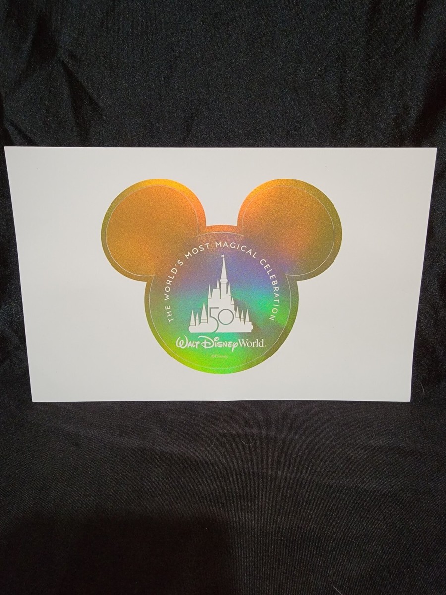 New Disney World 50th Anniversary Gold Iridescent Mickey Sticker
