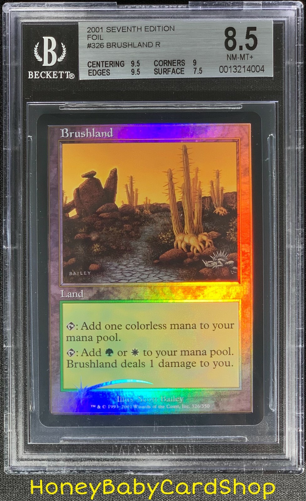 MTG Seventh Edition Foil 2001 Brushland BGS 8.5 NM/MT+ Old School Rare Painland