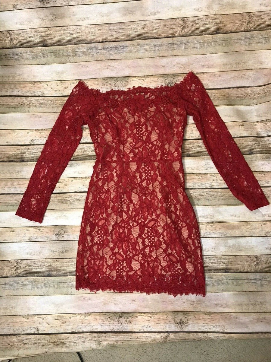 Tobi Red Lace Body Con Size Small Long Sleeve Tobi Red Lace Body Con Size Small Long Sleeve