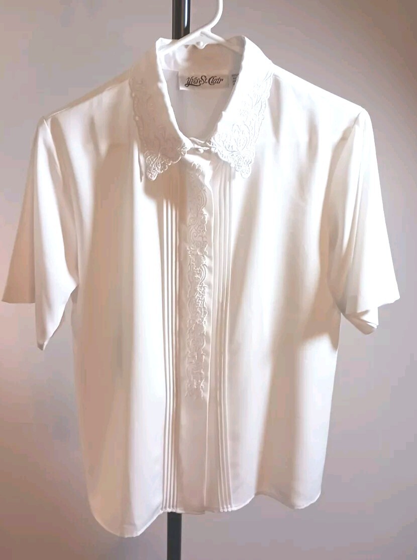 SAINT LAURENT Camicetta vintage Yves St. Clair SS bianca taglia 12