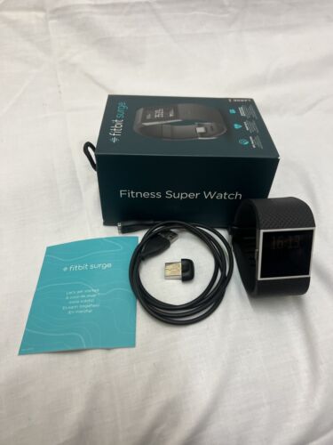 Fitbit Surge Large Black with Bluetooth Dongle and USB Charging Cable.