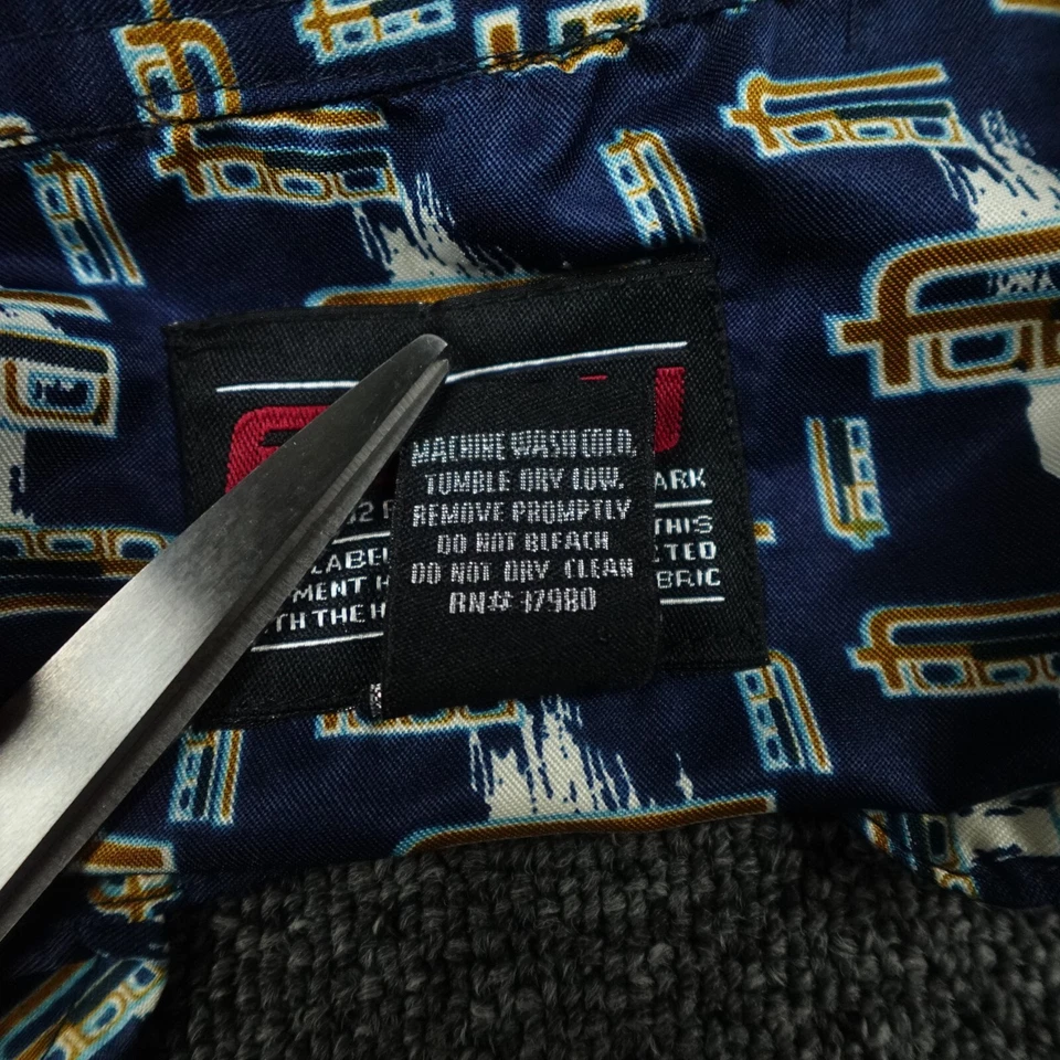 Vintage FUBU Shirt Mens Large Blue 90s Button Up Short Sleeve Spell Out Adult - Image 4 of 4