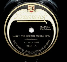 1921 All Soul's Choir Hark Herald Angels Sing Cathedral It Came Upon 78 Record