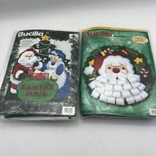 Christmas Bucilla Felt Applique Kit SANTAS MAILBAG 83269 Round Wreath 84089.