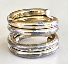 Vintage Discolored Gold Tone Aluminum Coiled Ring Scarf Slide Holder 9/16"
