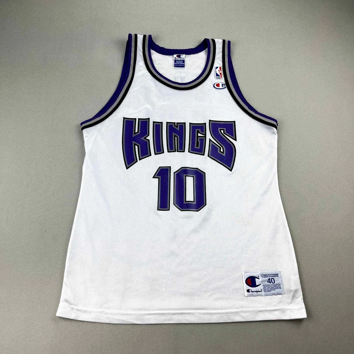 Vintage Sacramento Kings Mike Bibby Jersey Mens 40 Medium White Champion  NBA 90s