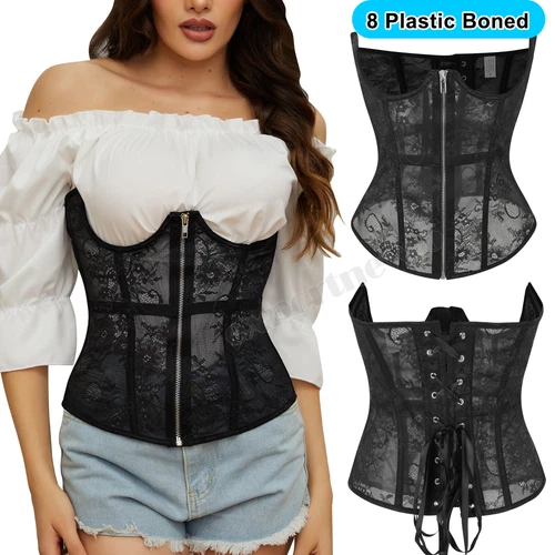 Mujeres Corsé con cordones Soporte Bajo el busto Corsé Bustier Cintura Cintura Cintura Moldeador de Cuerpo - Imagen 13 de 17