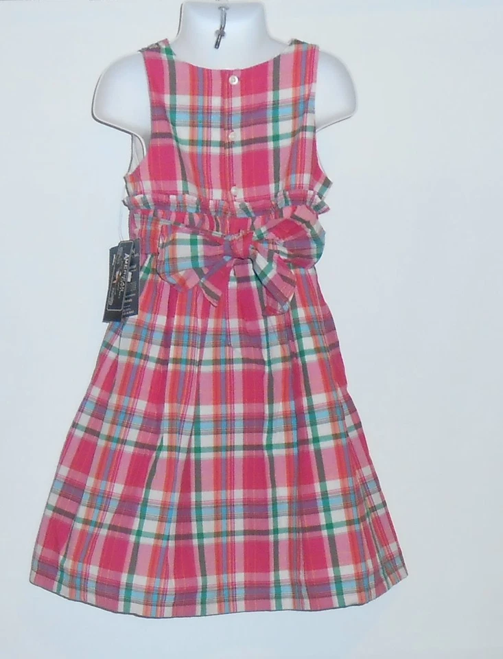 Vestido Corpiño Cruzado Cintura Imperio A Cuadros American Living Niñas Rosa Multi 4 Nuevo con Etiquetas Foto 2 de 2