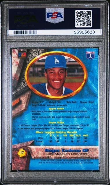 1994 Bowman's Best Roger Cedeno BLUE REFRACTOR ROOKIE RC #17 PSA 8 NM-MT - Image 2 of 2