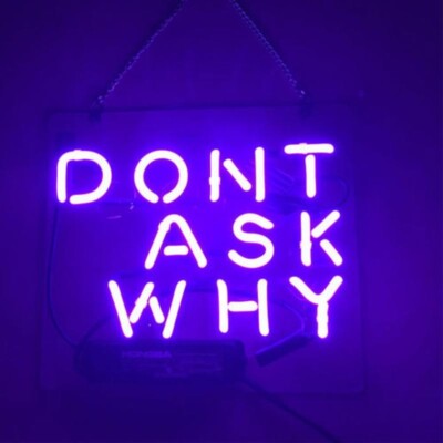 20''x16'' Don't Ask Why Purple Acrylic Neon Sign Lamp Light Artwork Decor Room QL